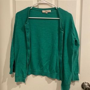 This cute, green, size S cardigan from Ann Taylor Loft is a must have!